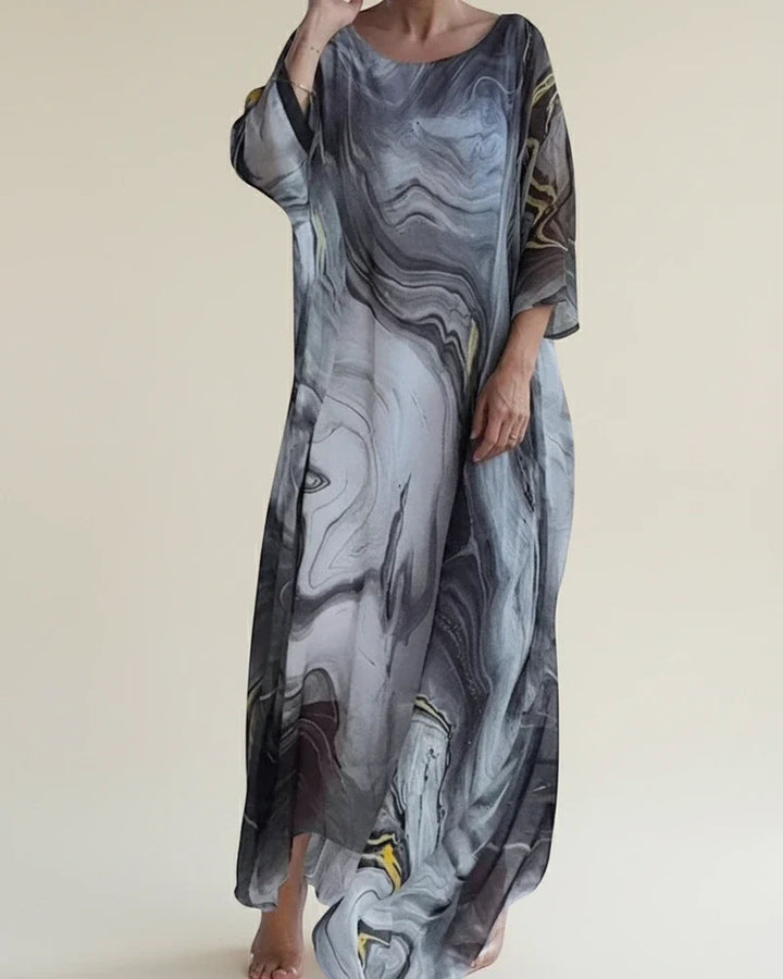 Robe maxi- kaftan ample en soie pour femme