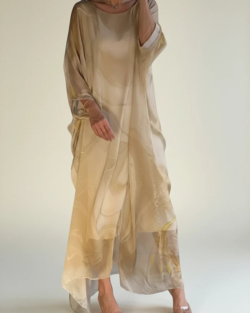 Robe maxi- kaftan ample en soie pour femme