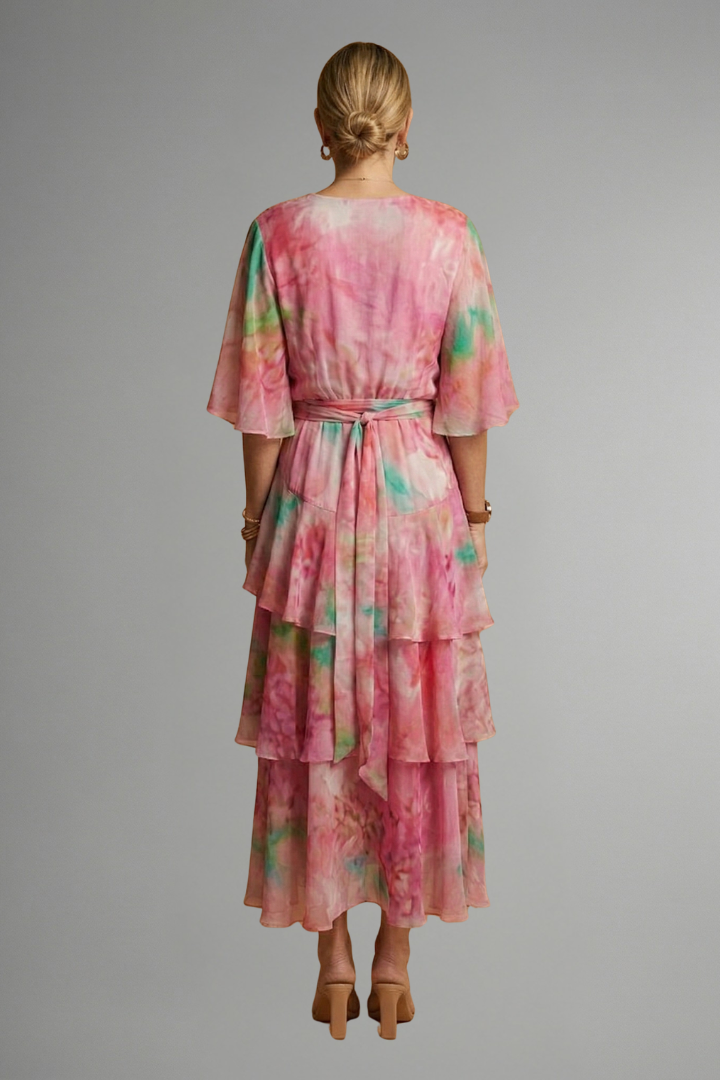 Women's Chiffon V-Neck Flowing Maxi Dress