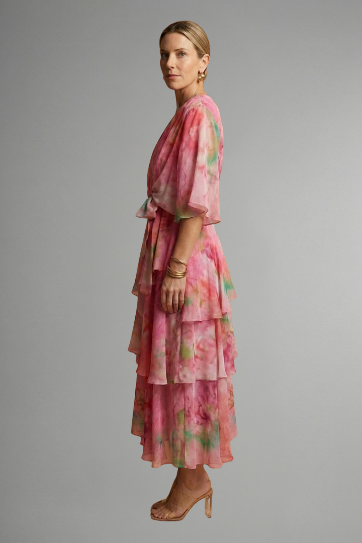 Women's Chiffon V-Neck Flowing Maxi Dress