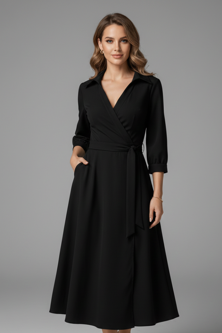 Women's Linen Layered Midi Dress