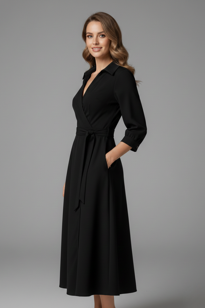 Women's Linen Layered Midi Dress