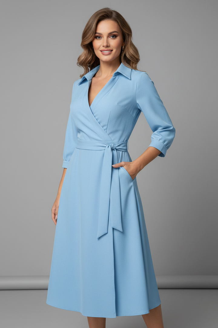 Women's Linen Layered Midi Dress