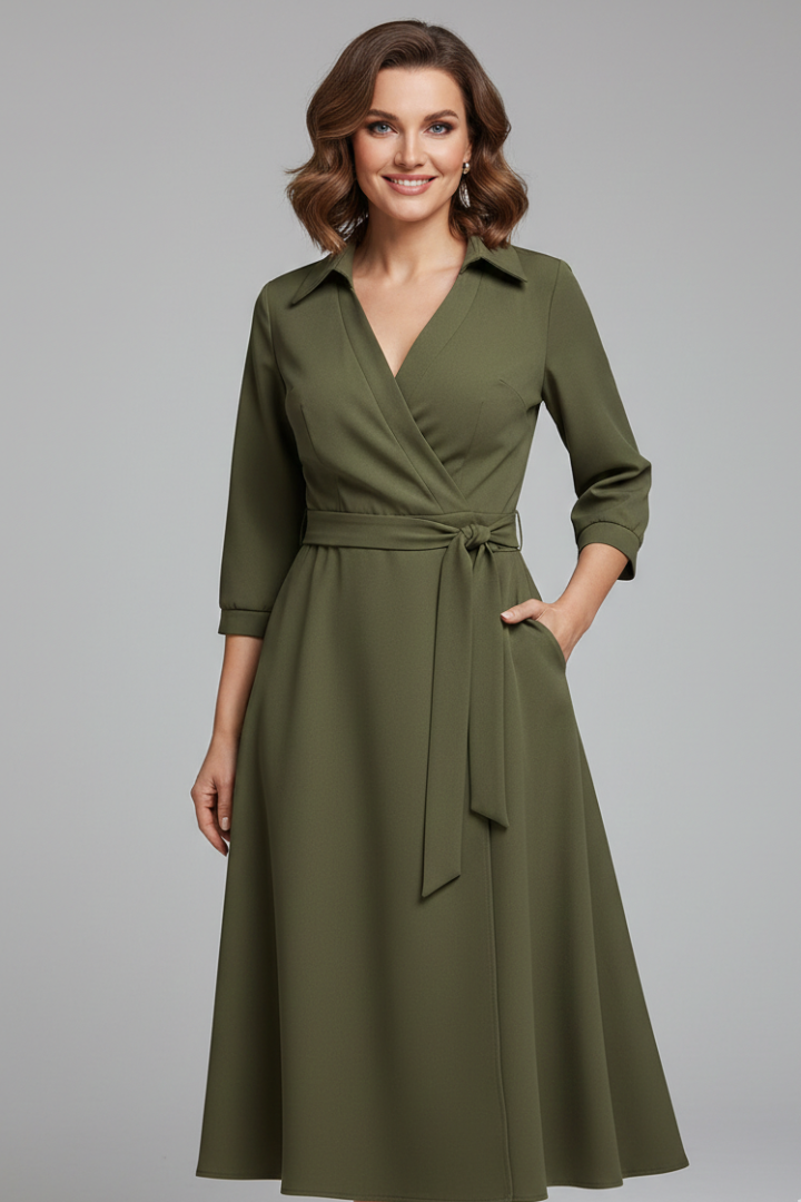 Women's Linen Layered Midi Dress