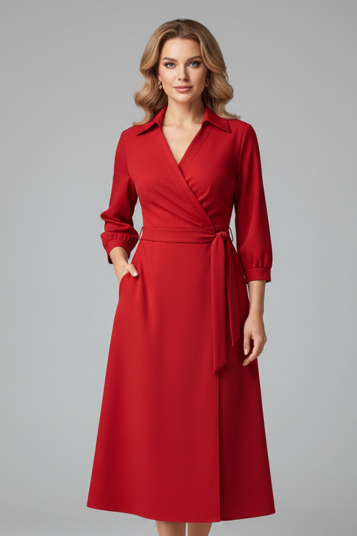 Women's Linen Layered Midi Dress