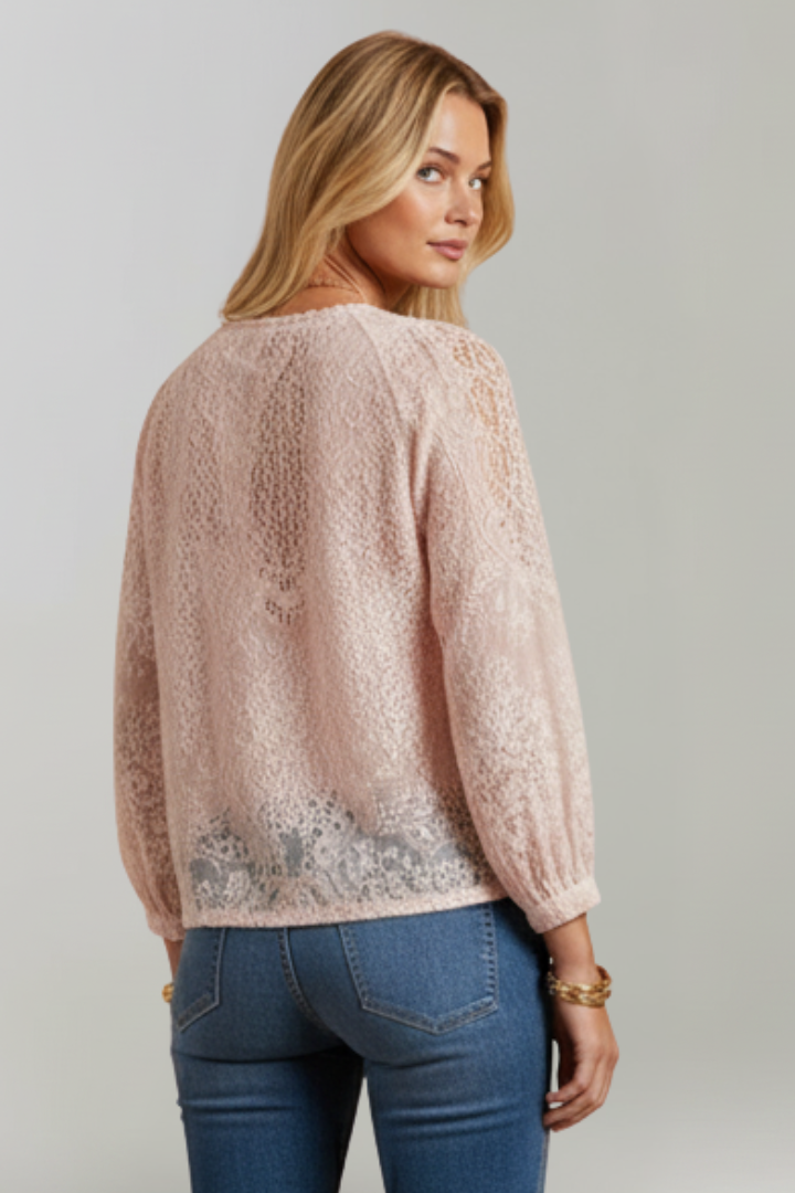Women's Chiffon Boho Blouse Sheer Long Sleeve V Neck Top