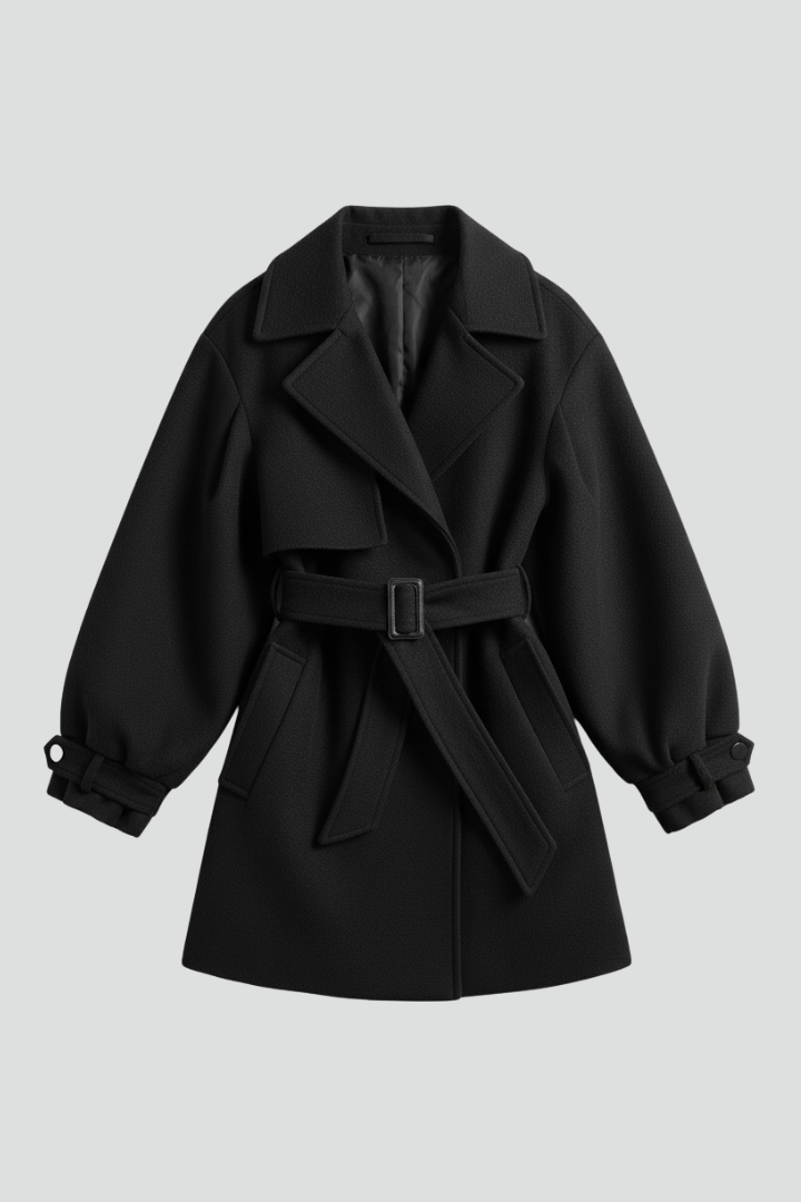 Women's Wool Trench Coat Belted Jacket