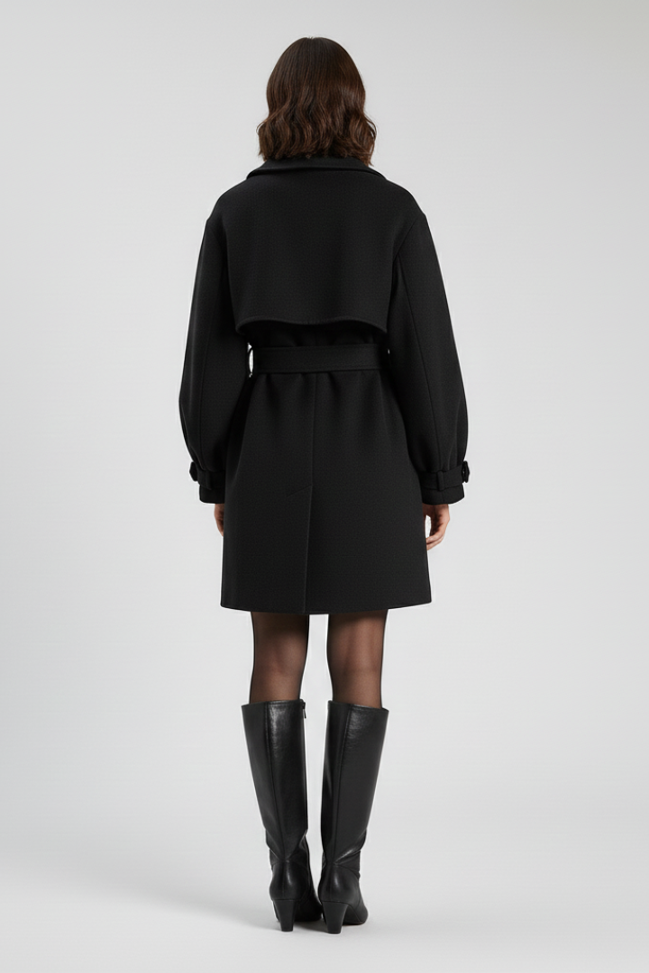 Women's Wool Trench Coat Belted Jacket