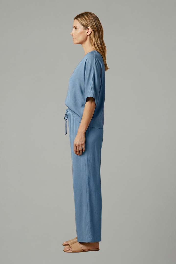 Women's Linen V-Neck Wide Leg Two Piece Set