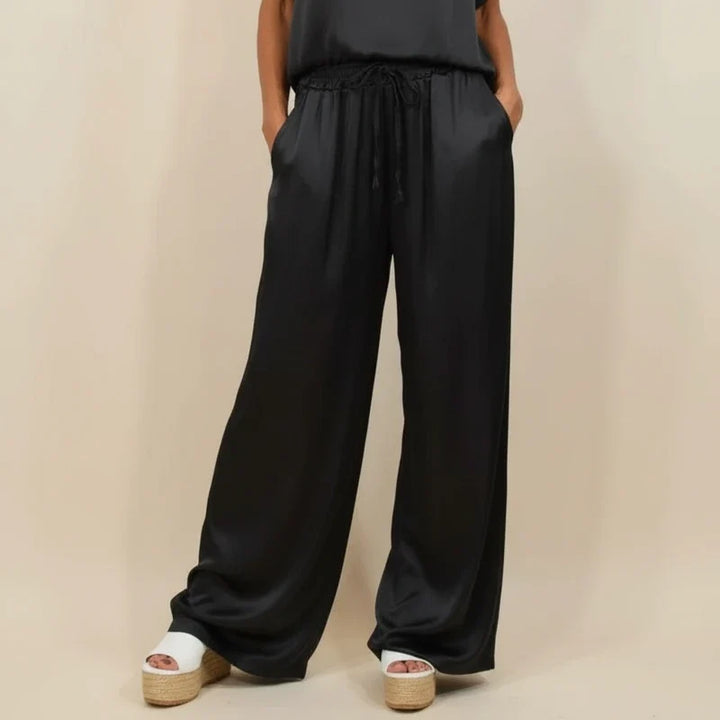 Women's Satin Wide Leg Lounge Trouser Co-ord Set