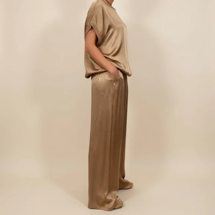 Women's Satin Wide Leg Lounge Trouser Co-ord Set