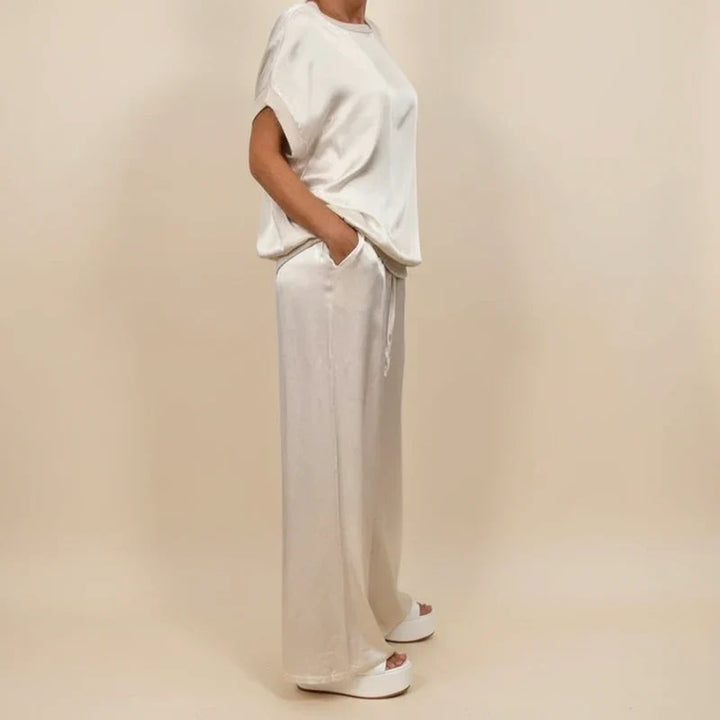 Women's Satin Wide Leg Lounge Trouser Co-ord Set