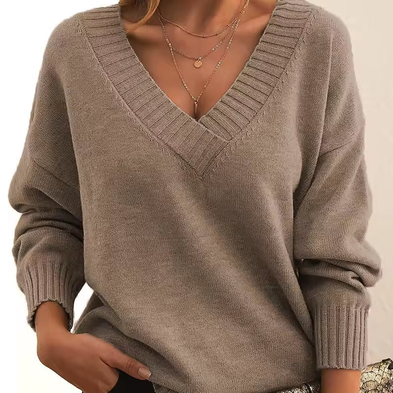 Women’s Merino Wool Knit  V-Neck Sweater