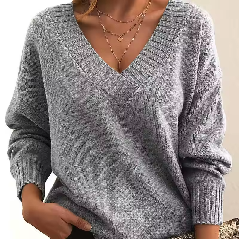 Women’s Merino Wool Knit  V-Neck Sweater