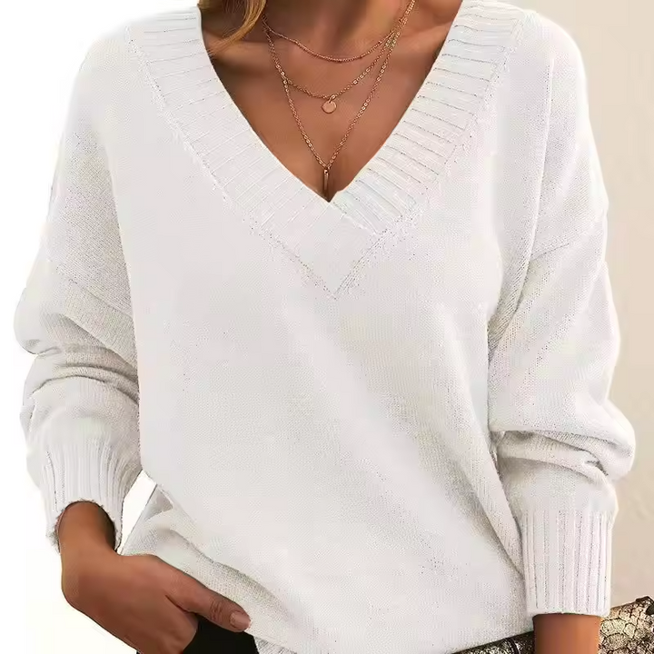 Women’s Merino Wool Knit  V-Neck Sweater