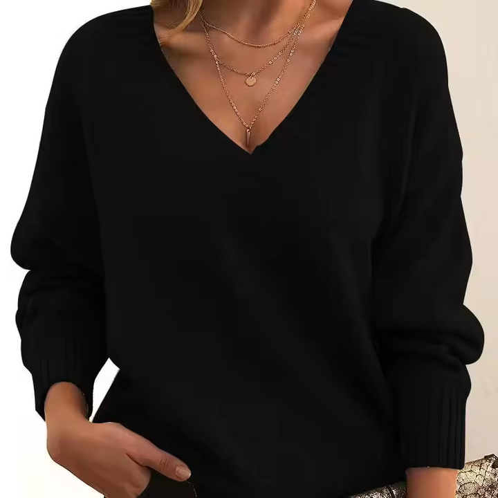 Women’s Merino Wool Knit  V-Neck Sweater