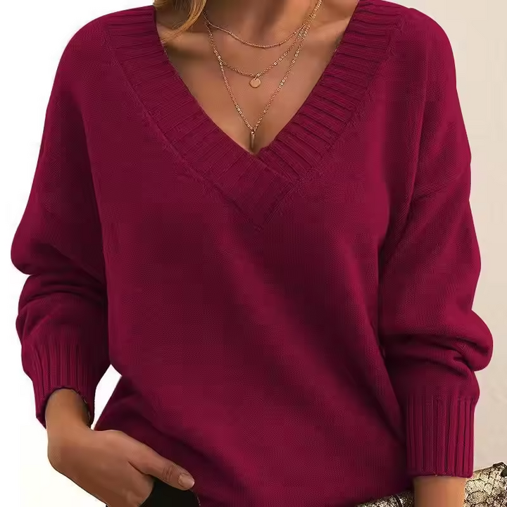 Women’s Merino Wool Knit  V-Neck Sweater