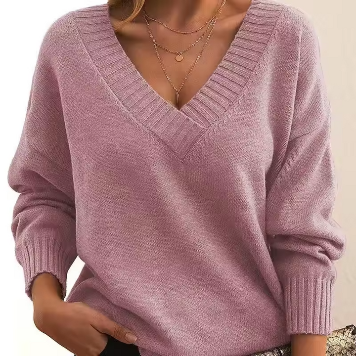 Women’s Merino Wool Knit  V-Neck Sweater