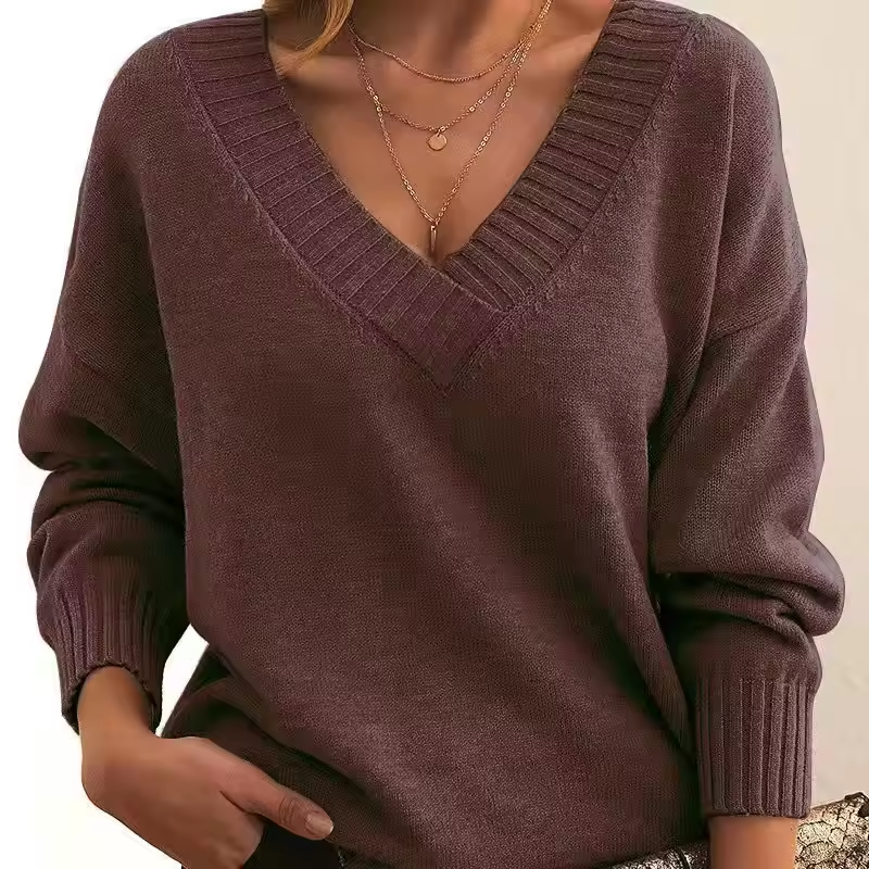 Women’s Merino Wool Knit  V-Neck Sweater
