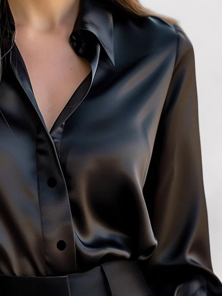 Women's Silk Button Down Long Sleeve Formal Office Shirt Blouse