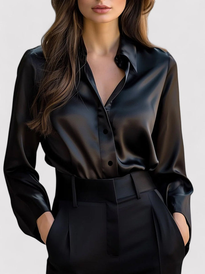 Women's Silk Button Down Long Sleeve Formal Office Shirt Blouse