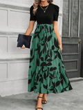 Maxi Dress Women's Woolmix Puff Sleeve Floral Belted A-Line Evening Gown