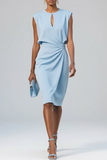 Women’s Silk-Blend Keyhole Ruched Midi Dress