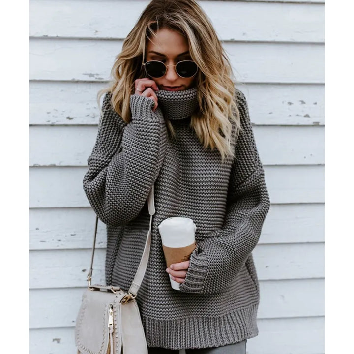 Women's Turtleneck Wool Knit Oversized Sweater