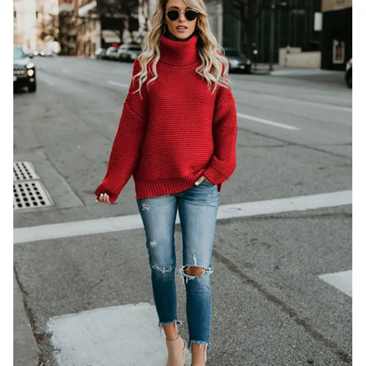 Women's Turtleneck Wool Knit Oversized Sweater