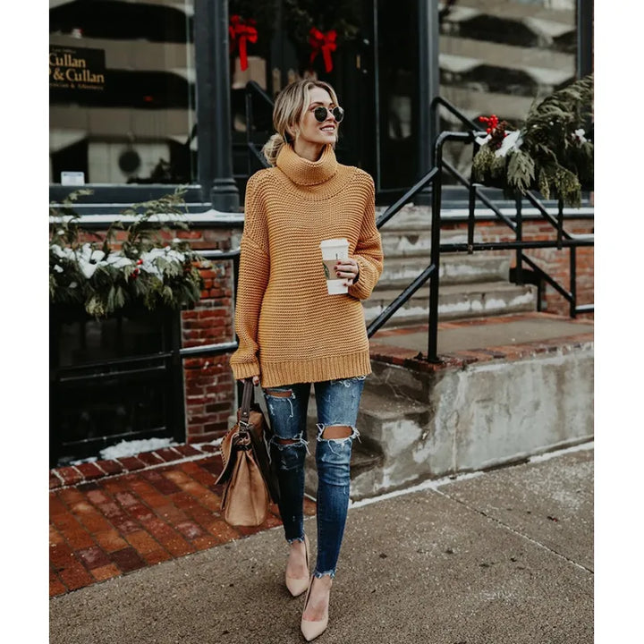 Women's Turtleneck Wool Knit Oversized Sweater
