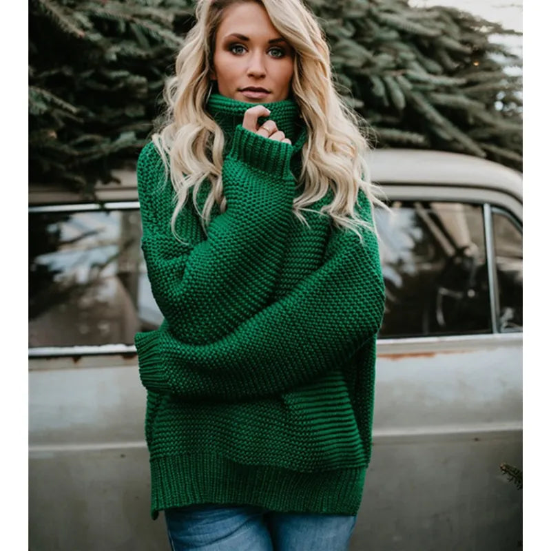Women's Turtleneck Wool Knit Oversized Sweater