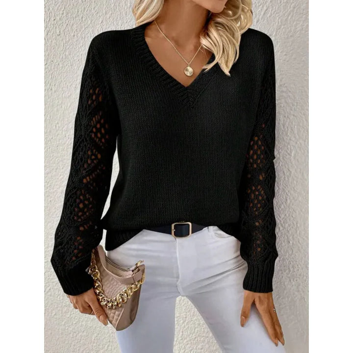 Women's Knit V-Neck Sweater Merino Wool Pullover Jumper