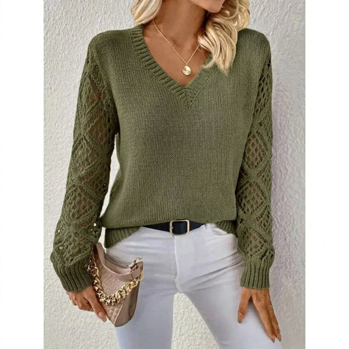 Women's Knit V-Neck Sweater Merino Wool Pullover Jumper