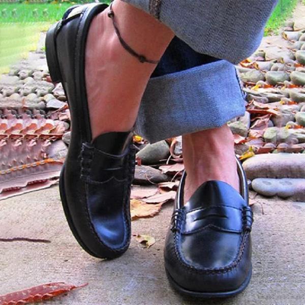 Penny Loafers Women Leather Slip-On Shoes