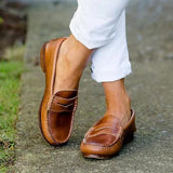Penny Loafers Women Leather Slip-On Shoes