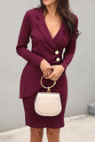 Women's Wool Blend Midi Blazer Dress Formal Business Suit