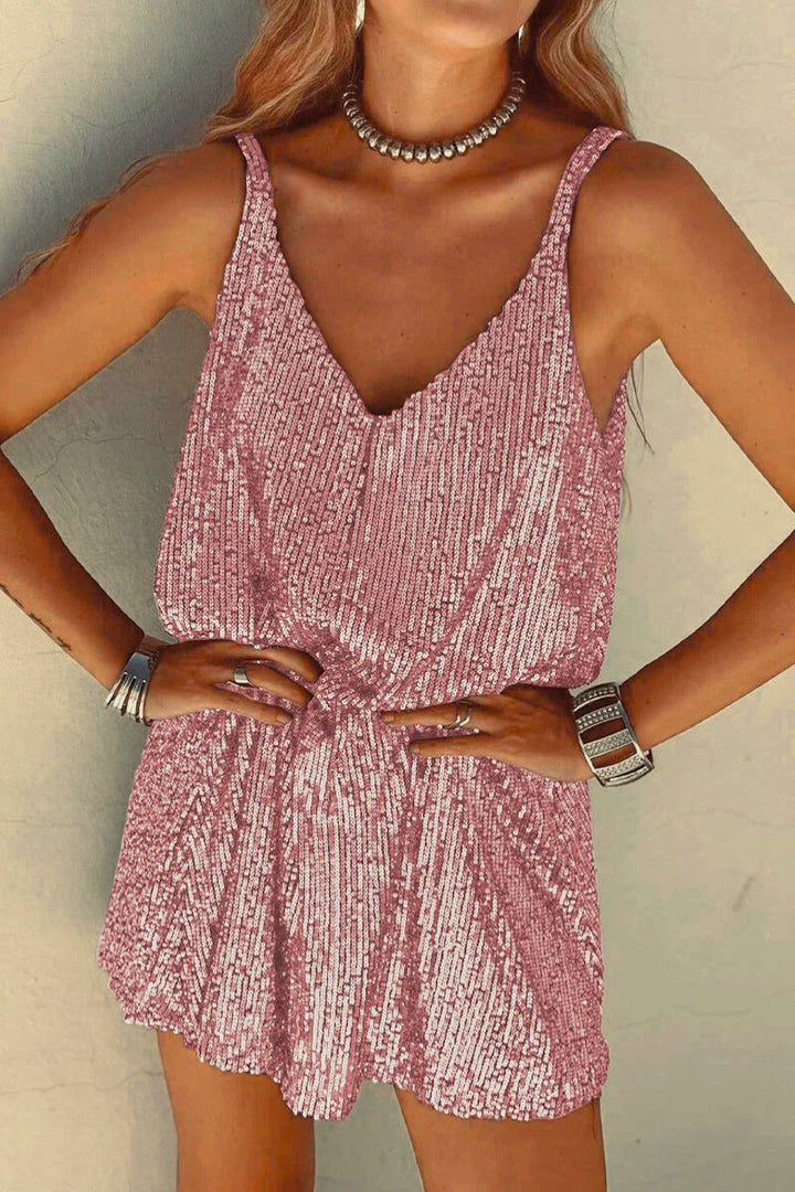 Sequin Mini Dress Women’s Sparkly V-Neck Party Shift Nightclub Wear