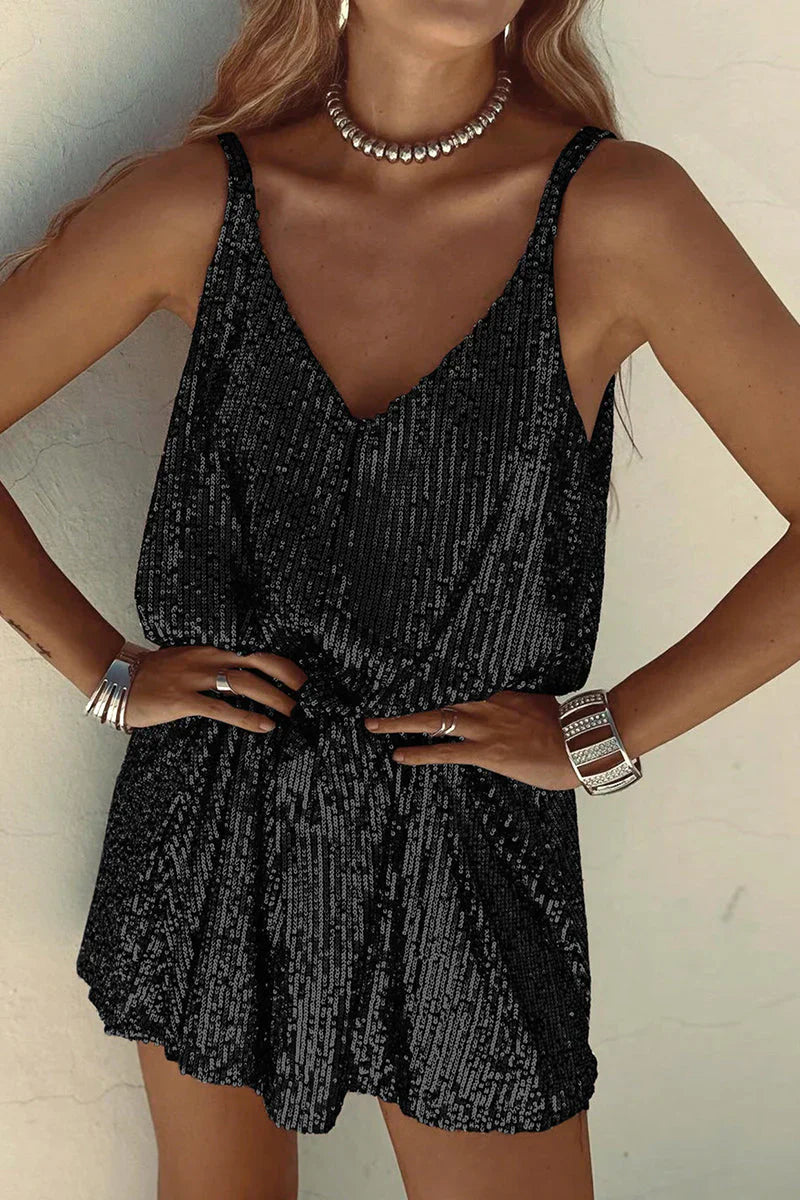Sequin Mini Dress Women’s Sparkly V-Neck Party Shift Nightclub Wear