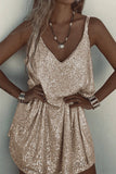 Sequin Mini Dress Women’s Sparkly V-Neck Party Shift Nightclub Wear