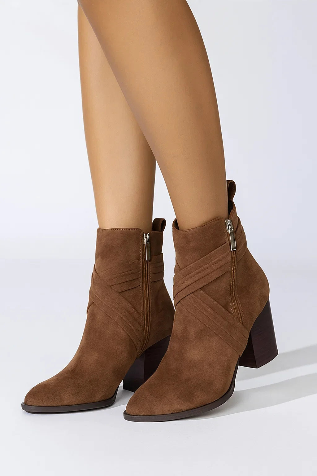 Bottes en cuir pour femmes à talon bloc haut