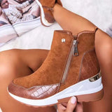 Women’s Leather Side-Zip Wedge Ankle Boots