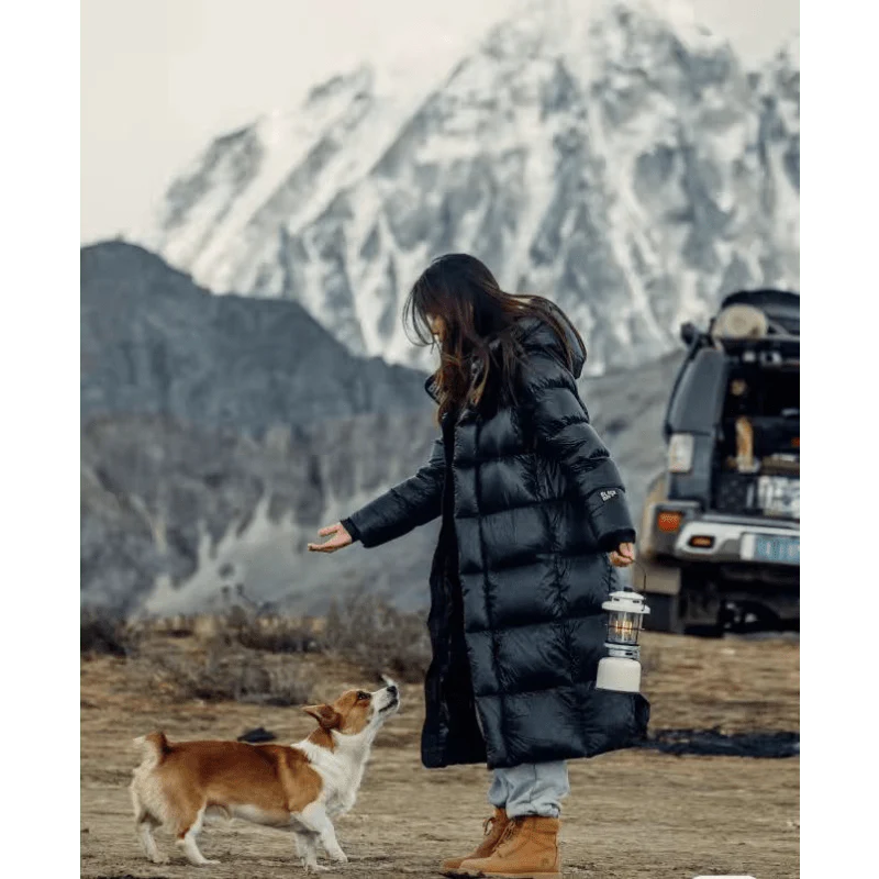 Women's Long Puffer Coat Fleece Hooded Jacket Overcoat Parka