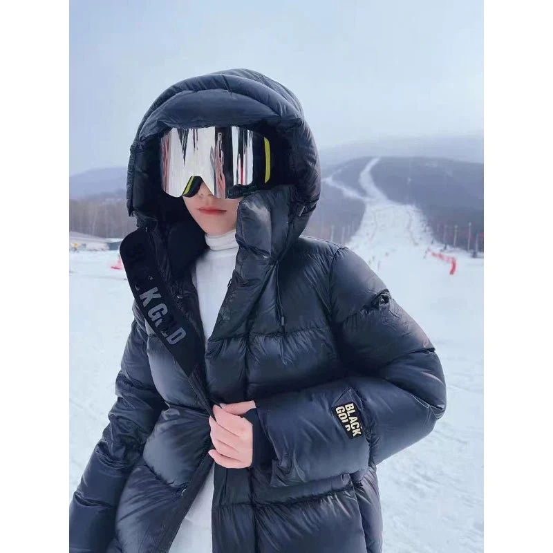 Women's Long Puffer Coat Fleece Hooded Jacket Overcoat Parka