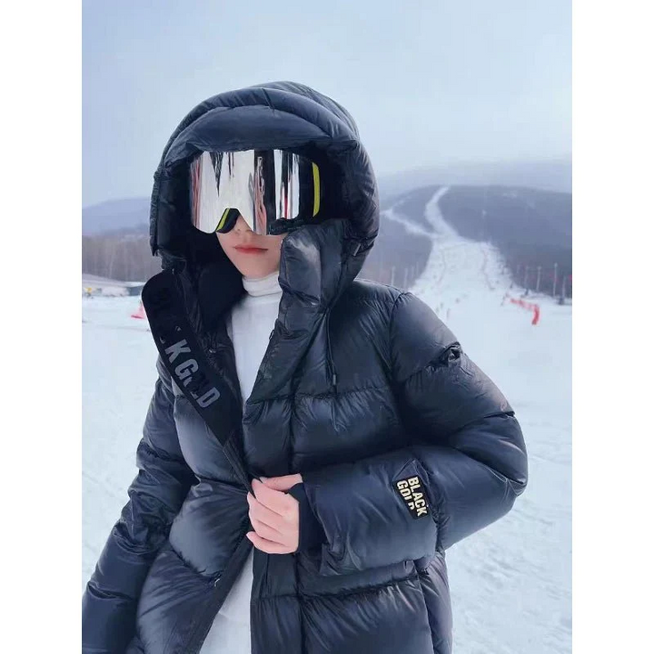 Women's Long Puffer Coat Fleece Hooded Jacket Overcoat Parka