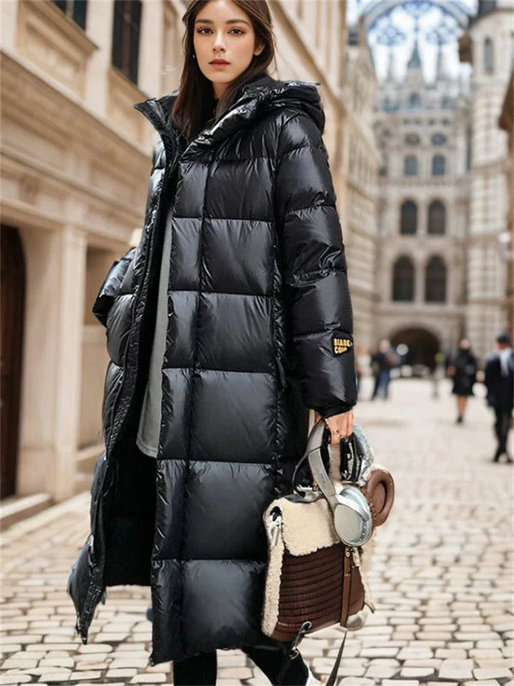 Women's Long Puffer Coat Fleece Hooded Jacket Overcoat Parka
