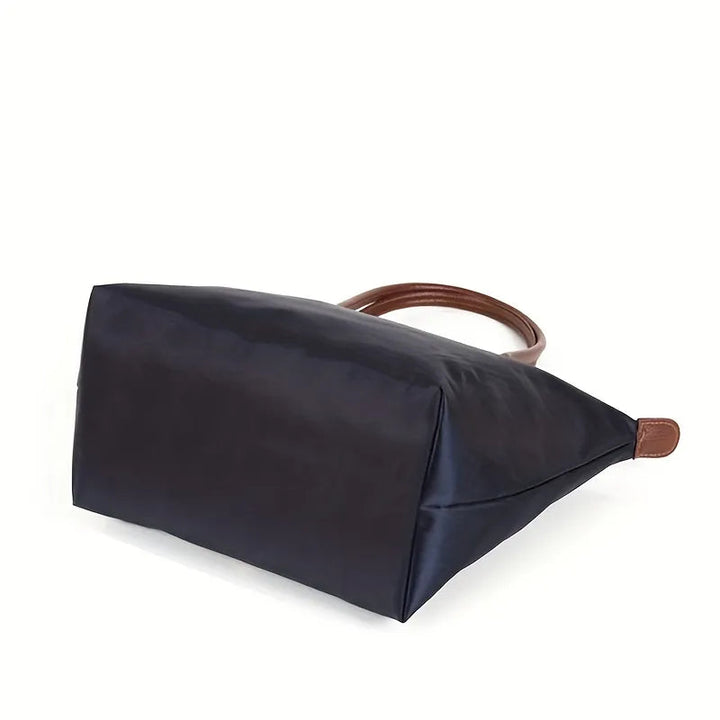 Women's Large Nylon Tote Bag with Leather Handles