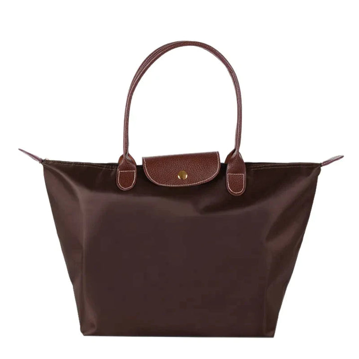 Women's Large Nylon Tote Bag with Leather Handles