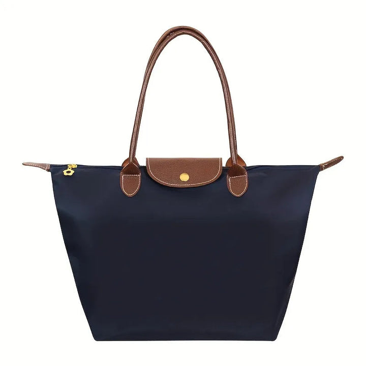 Women's Large Nylon Tote Bag with Leather Handles