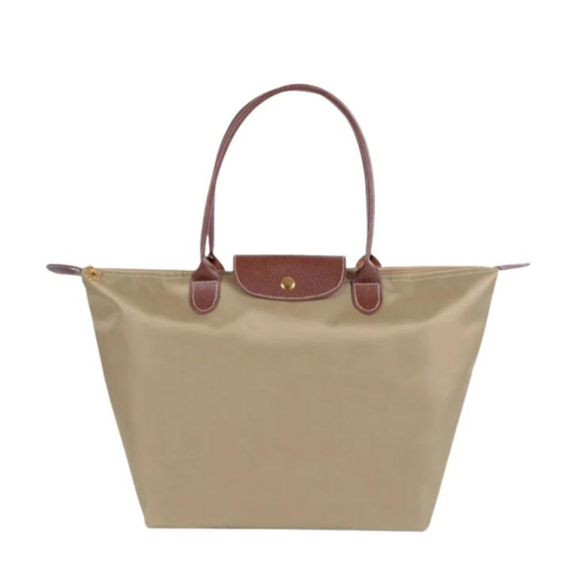 Women's Large Nylon Tote Bag with Leather Handles