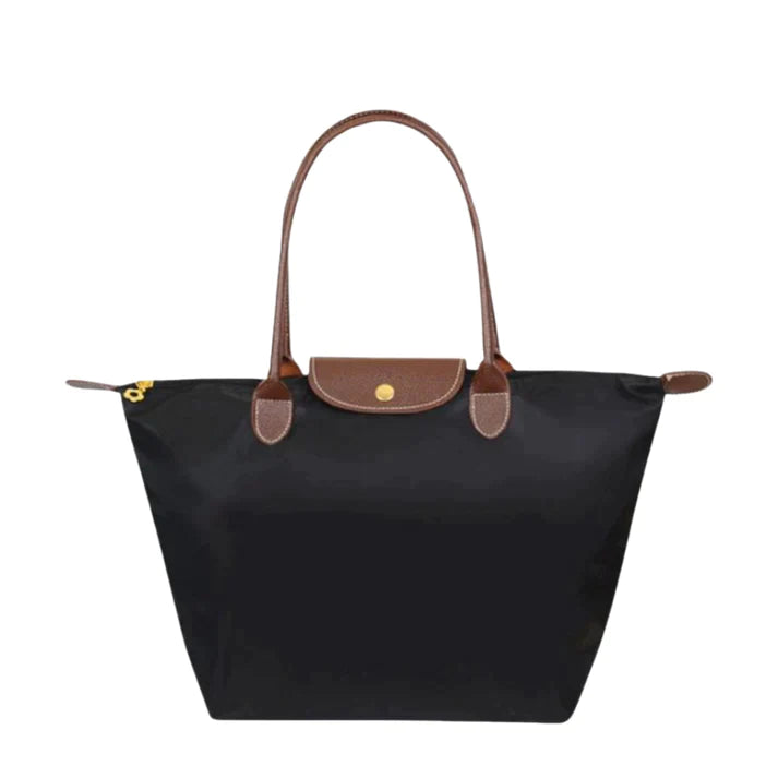Women's Large Nylon Tote Bag with Leather Handles